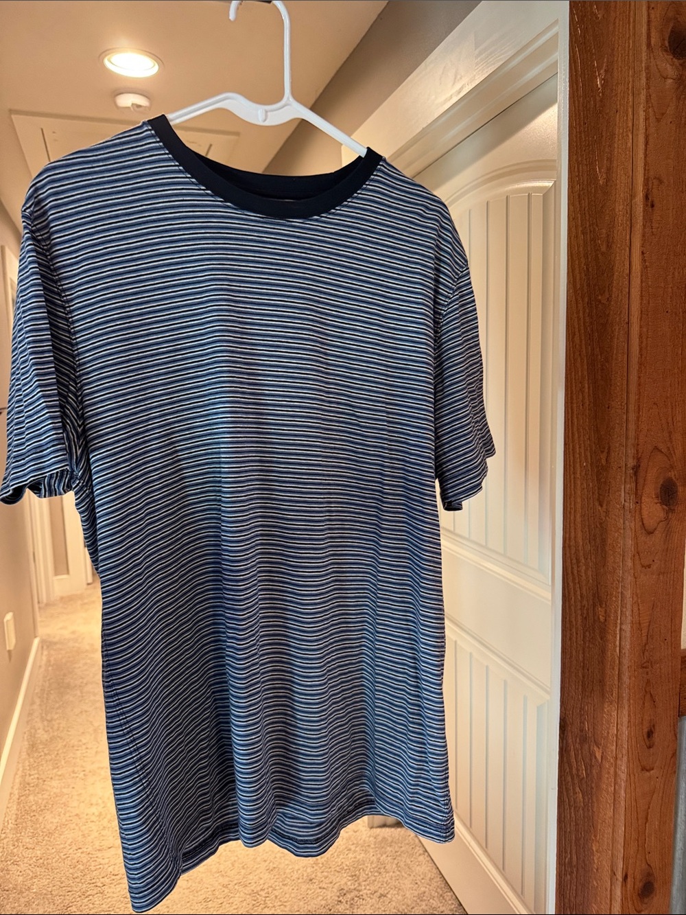J. Crew Navy and White Striped Crewneck Tee